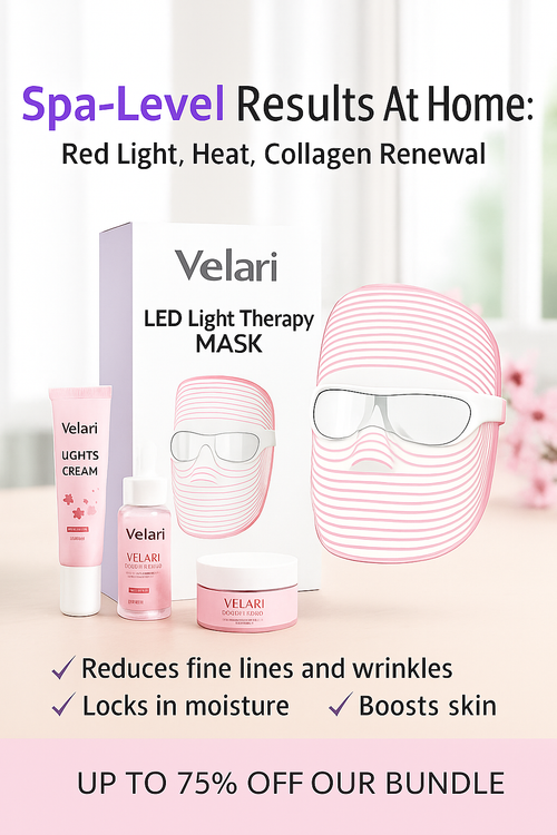 Velari Glow System™ – 7-Color LED Therapy Mask + 3-Step Skincare Kit